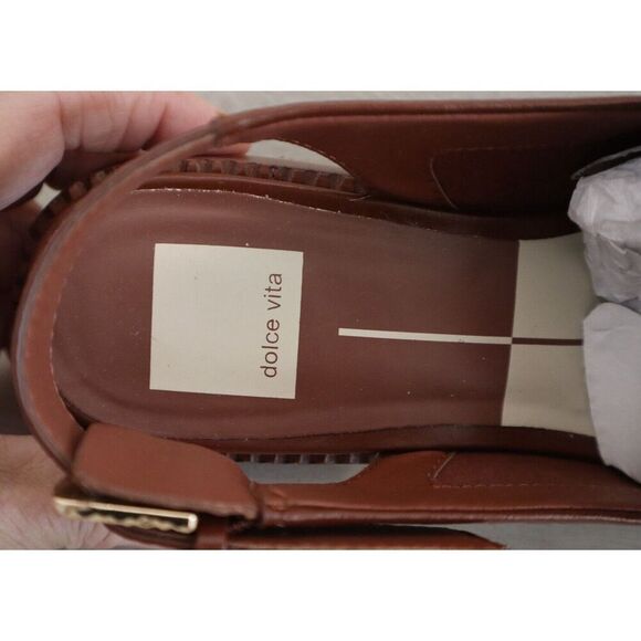 Dolce Vita Wmn Sz 5.5 Brown Crinkle Patent Hardi Tailored Slingback Loafer - Picture 7 of 12